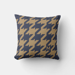 Vette moderne marineschandbruine houndstooth met m kussen