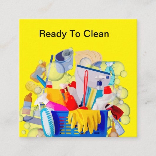 Vette moderne schoonmaakdiensten voor het huis vierkante visitekaartje (Voorkant)