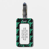 Vette moderne smaragdhoundstooth met monogram bagagelabel (Achterkant verticaal)
