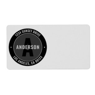 Vette monogram & retouradres enz.   Zwart & Grijs Etiket