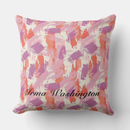 Vette penseelstreken Splashes in Coral Pink 2 Kussen