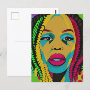 Vette Pop Art-Afrikaans-Amerikaanse vrouw met een  Briefkaart