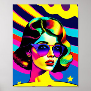 Vette Pop Art en Stripes Retro Mode Poster