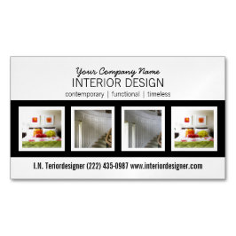 Vette professionele interieurontwerper met foto's visitekaartje magneet