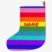 Vette regenboogstrips kerststooking grote kerstsok (Achterkant)
