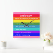 Vette regenboogstrips vierkante klok (Huis)