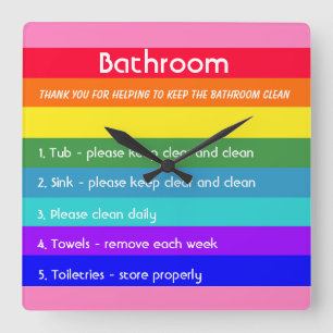 Vette regenboogstrips vierkante klok