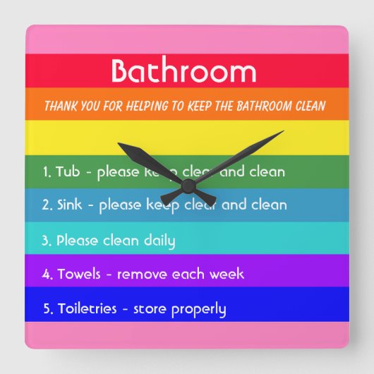 Vette regenboogstrips vierkante klok (Voorkant)