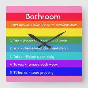 Vette regenboogstrips vierkante klok