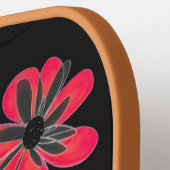 Vette rode bloemen op zwart personaliseren het pickleball paddle (Links Detail)