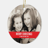 Vette rode en witte kerstversiering keramisch ornament (Links)