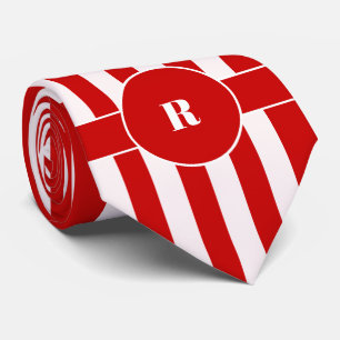 Vette rode en witte verticale strepen met poolpunt stropdas