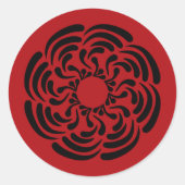 Vette rode Floral Ronde Sticker (Voorkant)