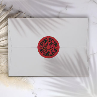 Vette rode Floral Ronde Sticker