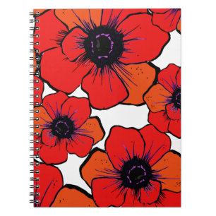 Vette rode Oranje papaver Notitieboek
