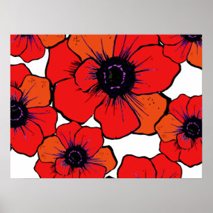 Vette rode Oranje papaver Poster