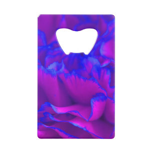 Vette roze Fuschia en blauwe anjer ventilator Kredietkaart Flessenopener
