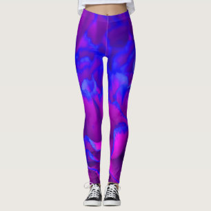 Vette roze Fuschia en blauwe anjer ventilator Leggings