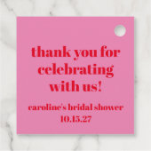 Vette roze rode aangepaste bruidsdouche bedankjes labels (Achterkant)