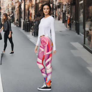 Vette Roze Roos Bloemige Artistieke Boheemse Stijl Leggings