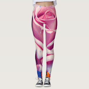 Vette Roze Roos Bloemige Artistieke Boheemse Stijl Leggings