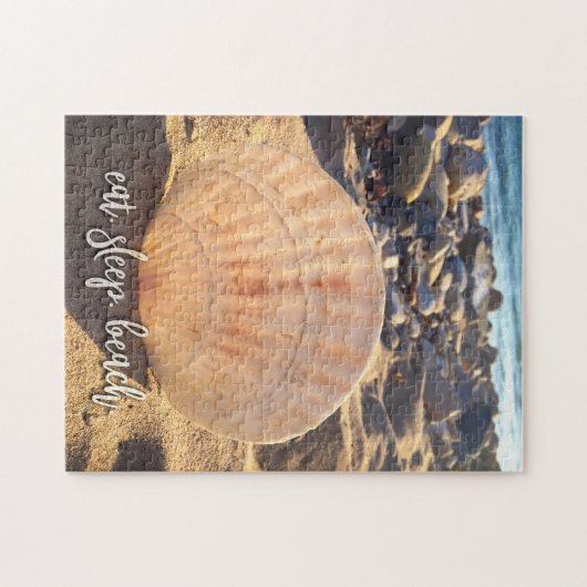 Vette Seashell Foto Eet Slaap Strand Script Stijlv Legpuzzel (Horizontaal)