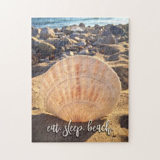 Vette Seashell Foto Eet Slaap Strand Script Stijlv Legpuzzel (Verticaal)