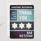 Vette ster van David Bar Mitswa Dank u Bedankkaart (Voorkant)