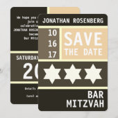 Vette ster van David Bar Mitswa Save the Date (Voorkant / Achterkant)