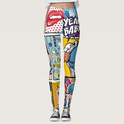 Vette strip luid, leuke Pop kunst Leggings (Voorkant)