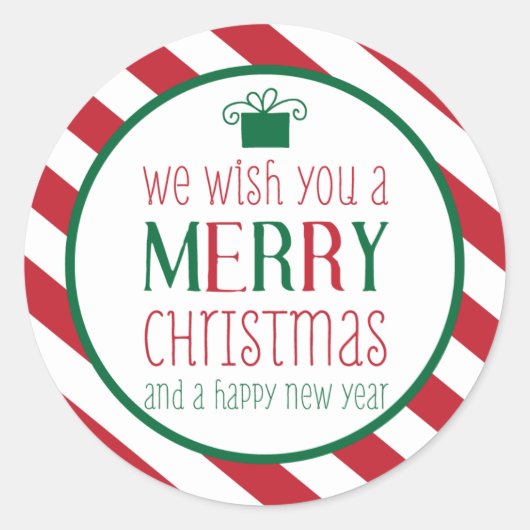 Vette stripes Merry kerstSticker Ronde Sticker (Voorkant)