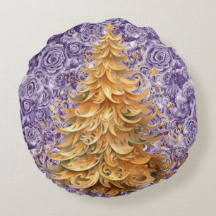 Vette Tropische Kerst op Rozen Ronde Kussen