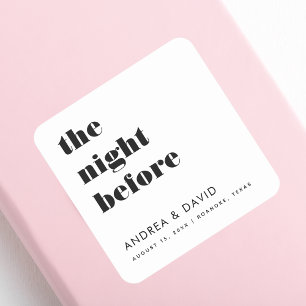 Vette typografie De Nacht Voor De Proefdiner Vierkante Sticker