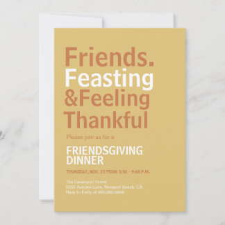 Vette typografie Friendsgiving dinerfeest Kaart