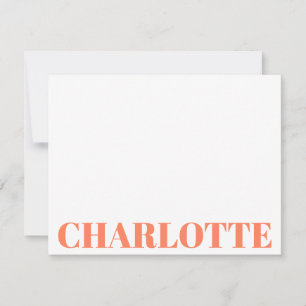Vette typografie gepersonaliseerde oranje naam notitiekaartje