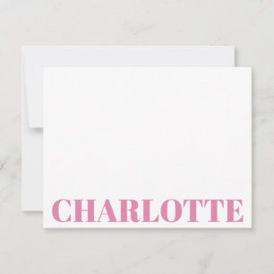 Vette typografie gepersonaliseerde roze naam notitiekaartje