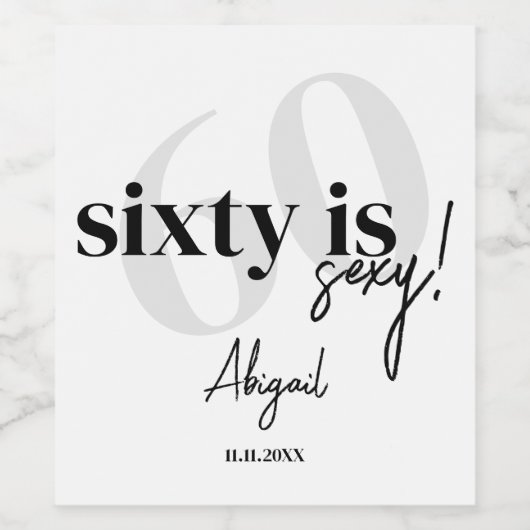 Vette Typografie w / Kalligrafie 60ste Verjaardags Wijn Etiket (Enkel label)