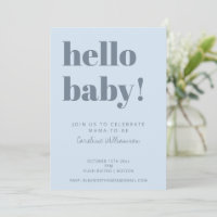 Vette typografie Zachte blauwe moderne babyshower
