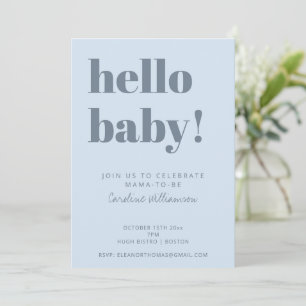 Vette typografie Zachte blauwe moderne babyshower Kaart