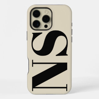 Vette typografie Zwarte en beige initialen monogra iPhone 16 Pro Max Hoesje