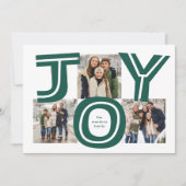 Vette vreugde drie foto moderne rode kerst feestdagenkaart (Voorkant)