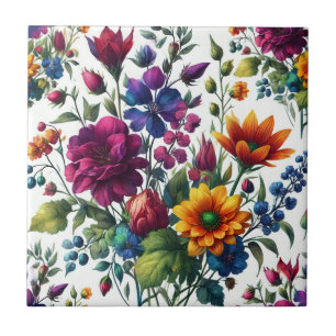 Vette Waterverf Bloemen Tegeltje