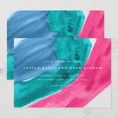 Vette Waterverf Hot Pink bruiloft uitnodiging (Voorkant / Achterkant)