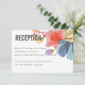 Vette Waterverf Wildbloemen Blauwe bruiloft Kaart (Staand voorkant)