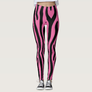 Vette zebrastrepen in heet roze en zwart leggings
