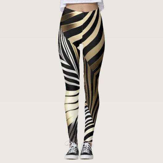Vette zebrastrepen in metaal leggings (Voorkant)