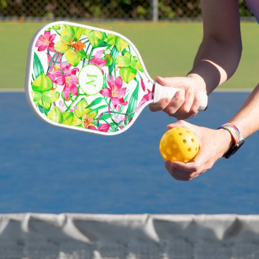 Vette zomerkleuren en bloemkolen pickleball paddle (Insitu)