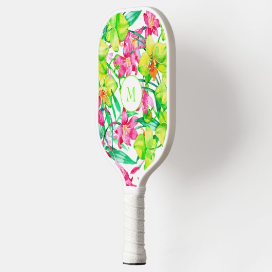 Vette zomerkleuren en bloemkolen pickleball paddle (Links)