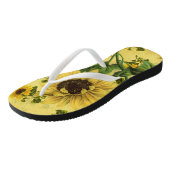 Vette zonnebloemen teenslippers (Schuin)