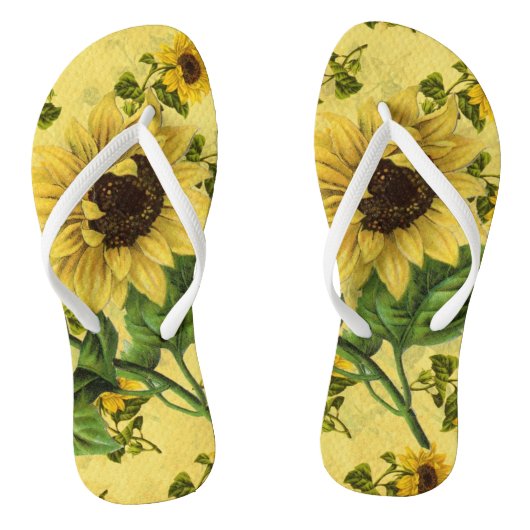 Vette zonnebloemen teenslippers (Voetbed)